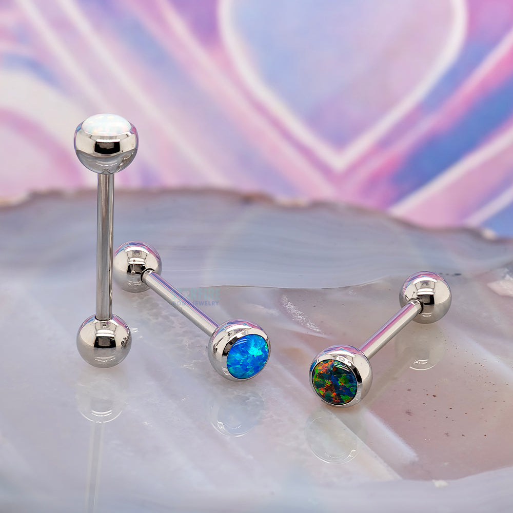 Opal with ball bottom Tongue Barbell