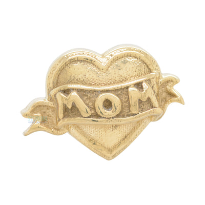 "Mom Heart" Threaded End in Gold