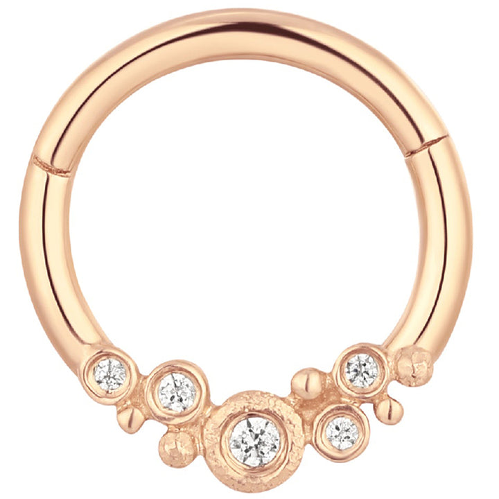 "Effervescent" Hinge Ring / Clicker in Gold with CZ's