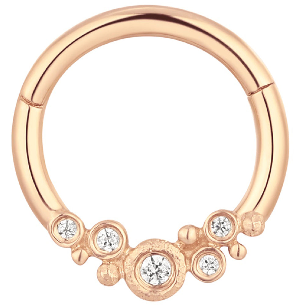 "Effervescent" Hinge Ring / Clicker in Gold with CZ's