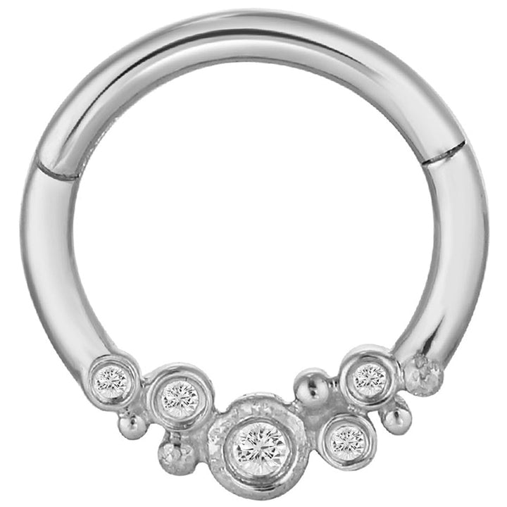 "Effervescent" Hinge Ring / Clicker in Gold with CZ's