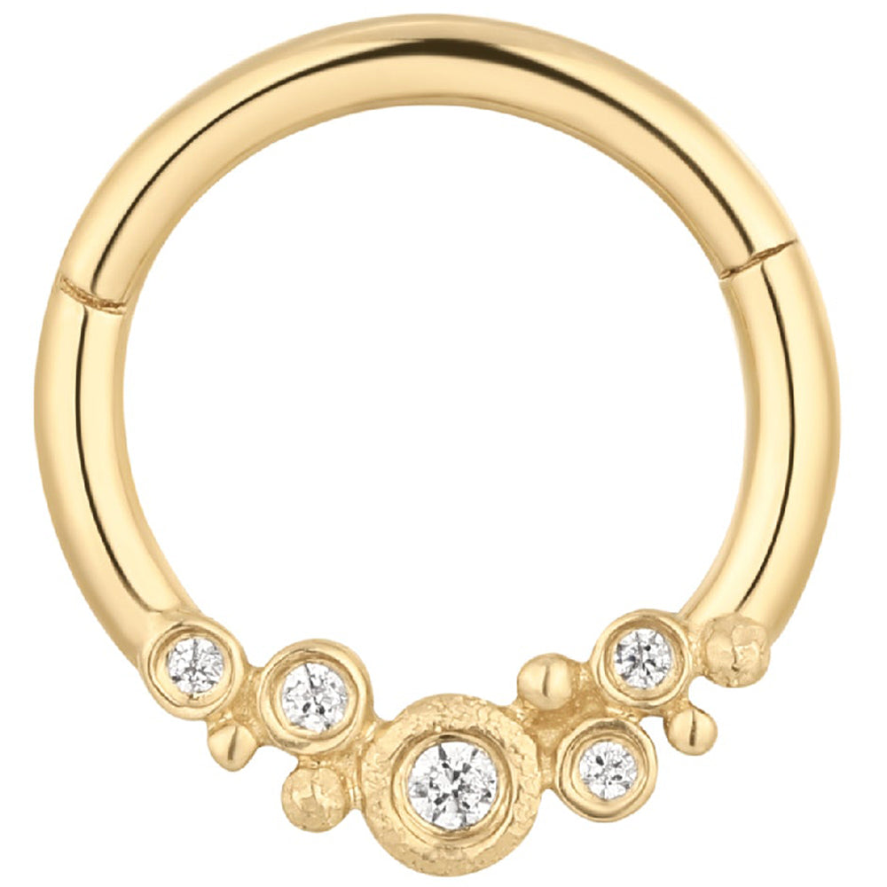 "Effervescent" Hinge Ring / Clicker in Gold with CZ's