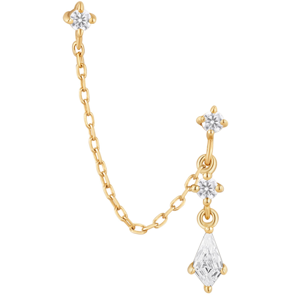 threadless: "Flaunt" Chain Dual Pin End in Gold with CZ's