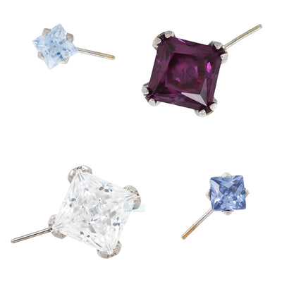 threadless: Princess-Cut Brilliant-Cut Gems Side-Set End