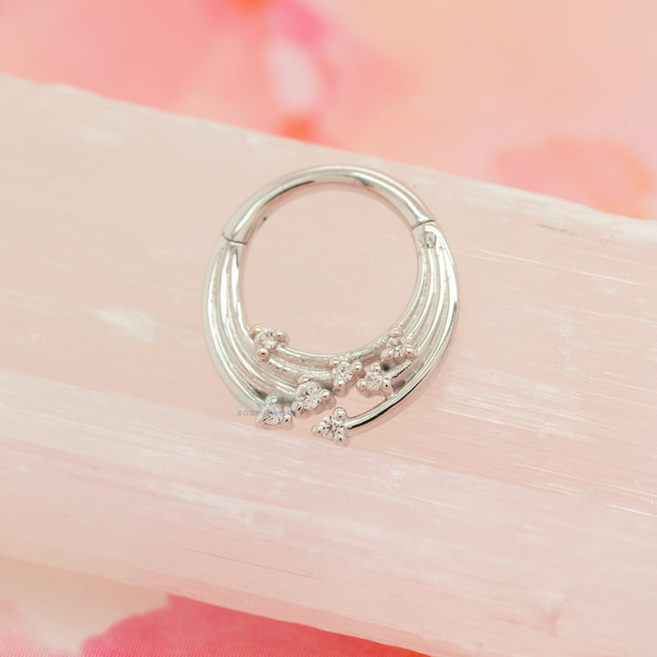 "Iconic" Hinge Ring / Clicker in Gold with CZ's