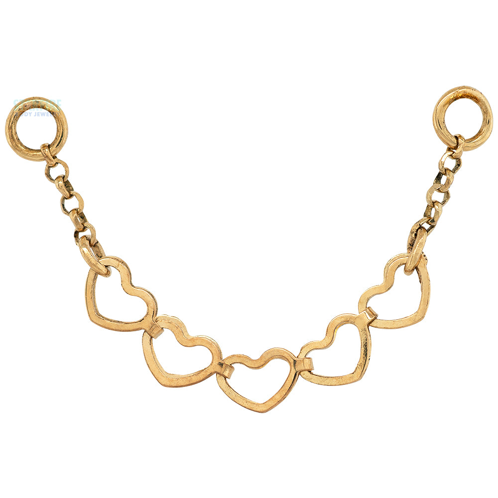 "Barracuda Moving Hearts" Chain Attachment in Gold - Centered