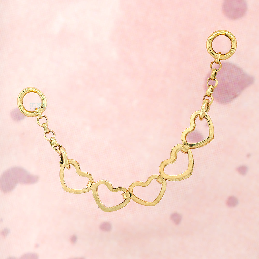 "Barracuda Moving Hearts" Chain Attachment in Gold - Centered