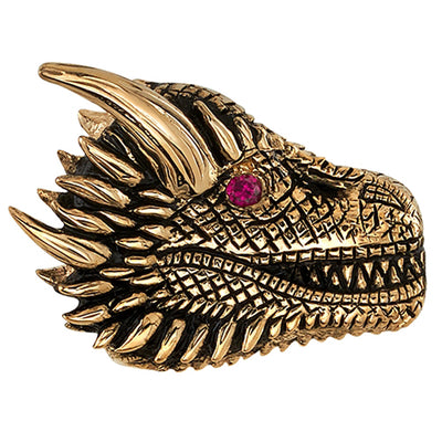 "Rose's Dragon" Threaded End in Gold with Ruby