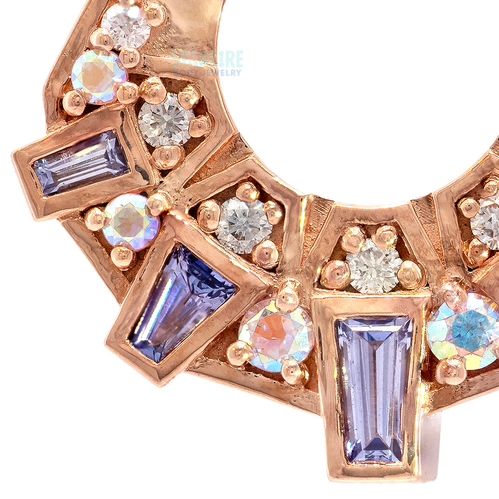 "Atlantean" Hinge Ring in Gold & Platinum with Tanzanite, Mercury Mist Topaz & White Diamonds