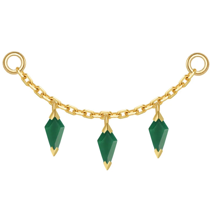 Chain with Dripping Kite Green Chalcedony