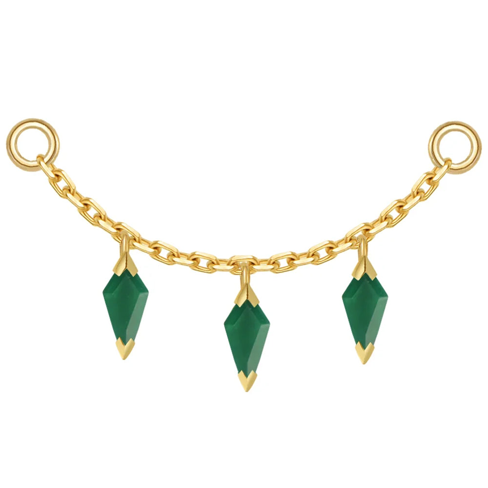 Chain with Dripping Kite Green Chalcedony
