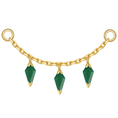 Chain with Dripping Kite Green Chalcedony