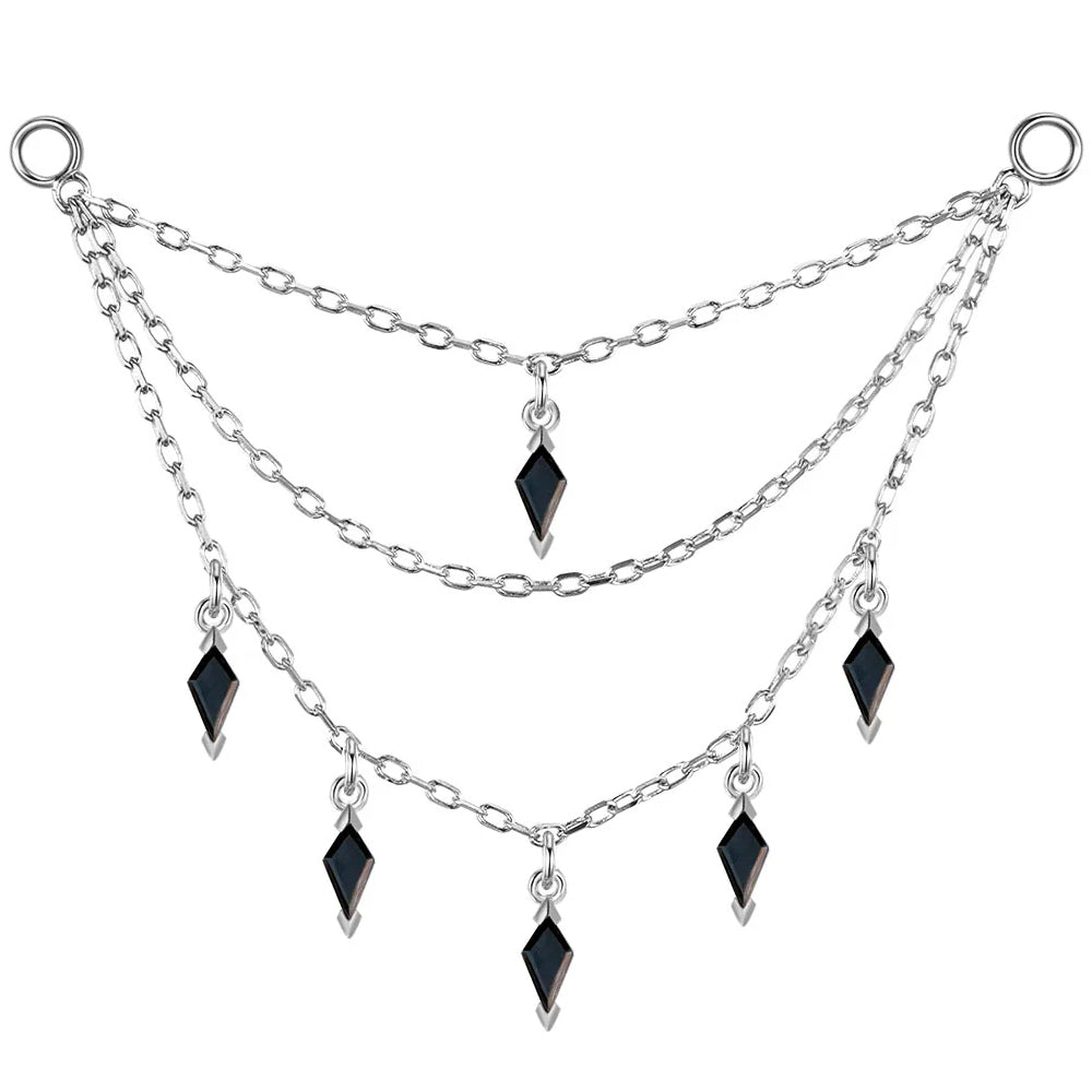 Triple Chain with Dripping Kite Black Agates