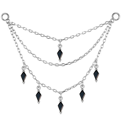 Triple Chain with Dripping Kite Black Agates