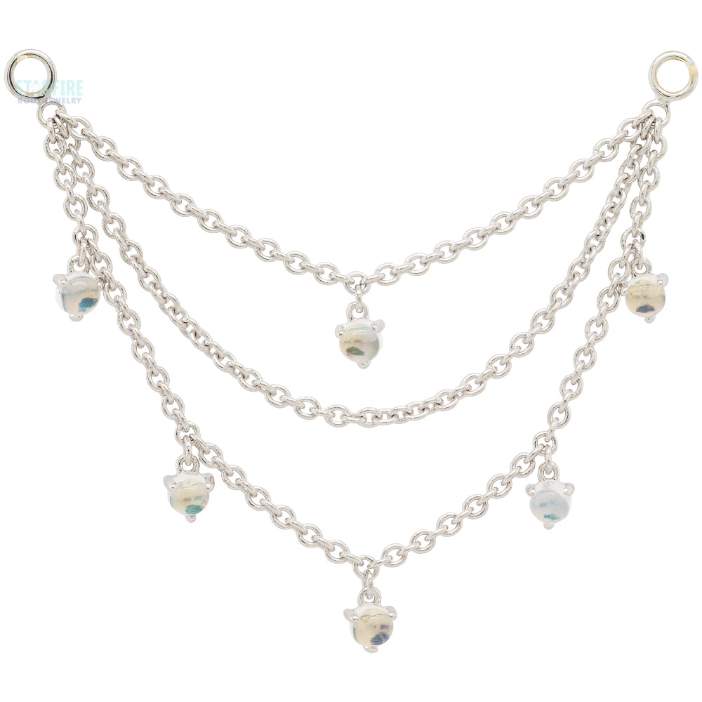 Triple Chain with Dripping Moonstones
