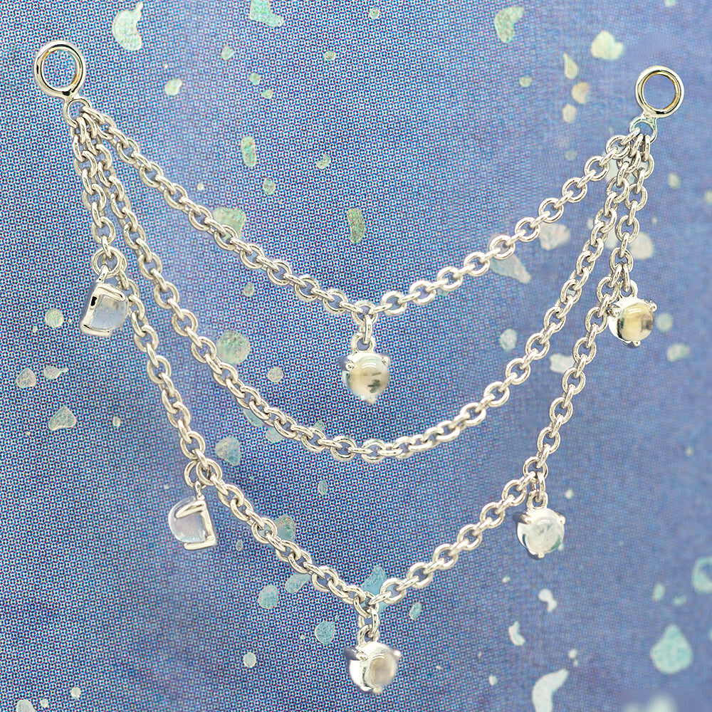 Triple Chain with Dripping Moonstones