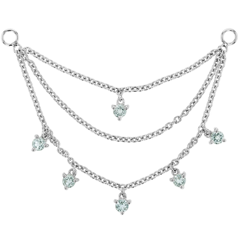 Triple Chain with Dripping Round Sky Blue Topaz