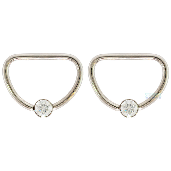 D-Rings with Faceted Gem - Pair