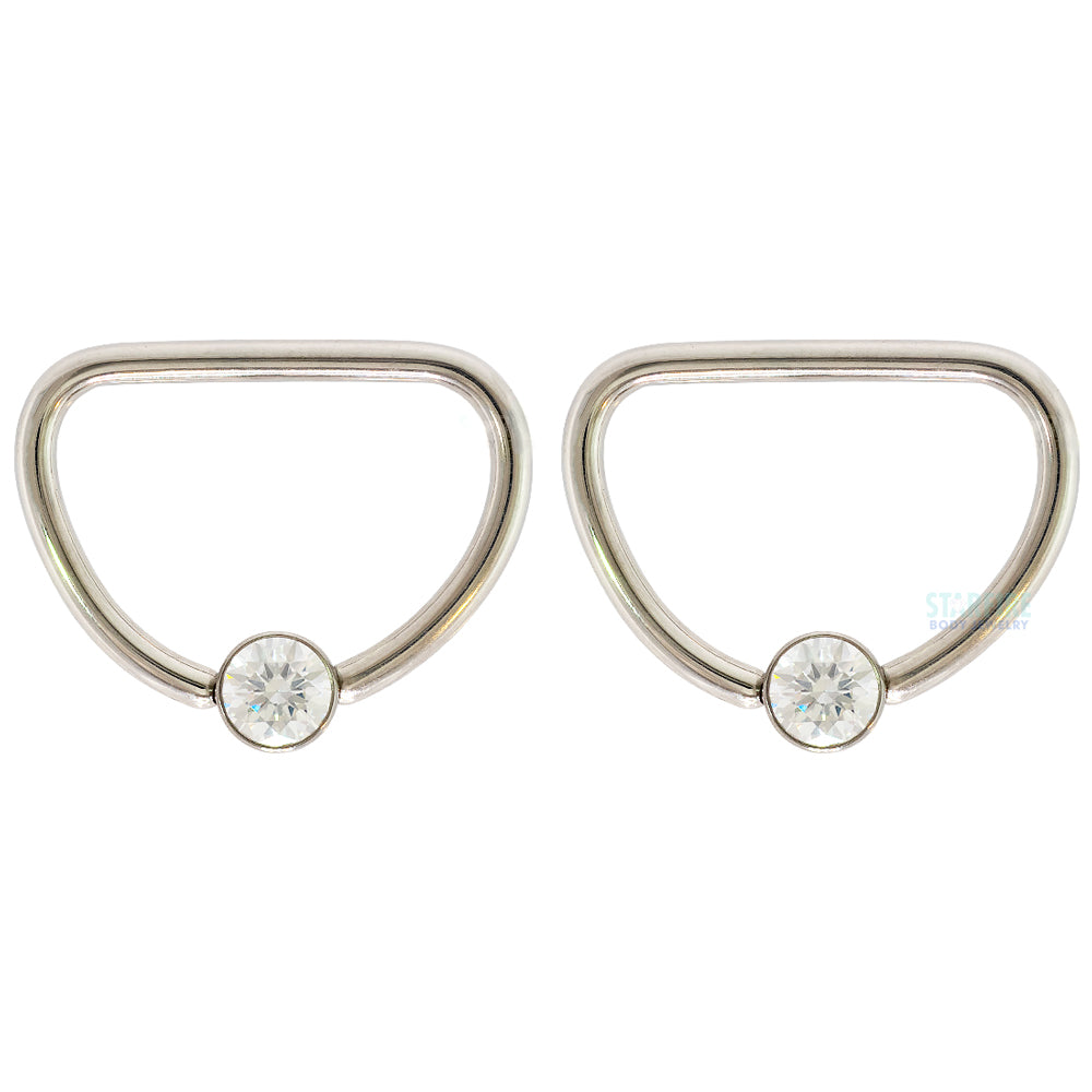 D-Rings with Faceted Gem - Pair