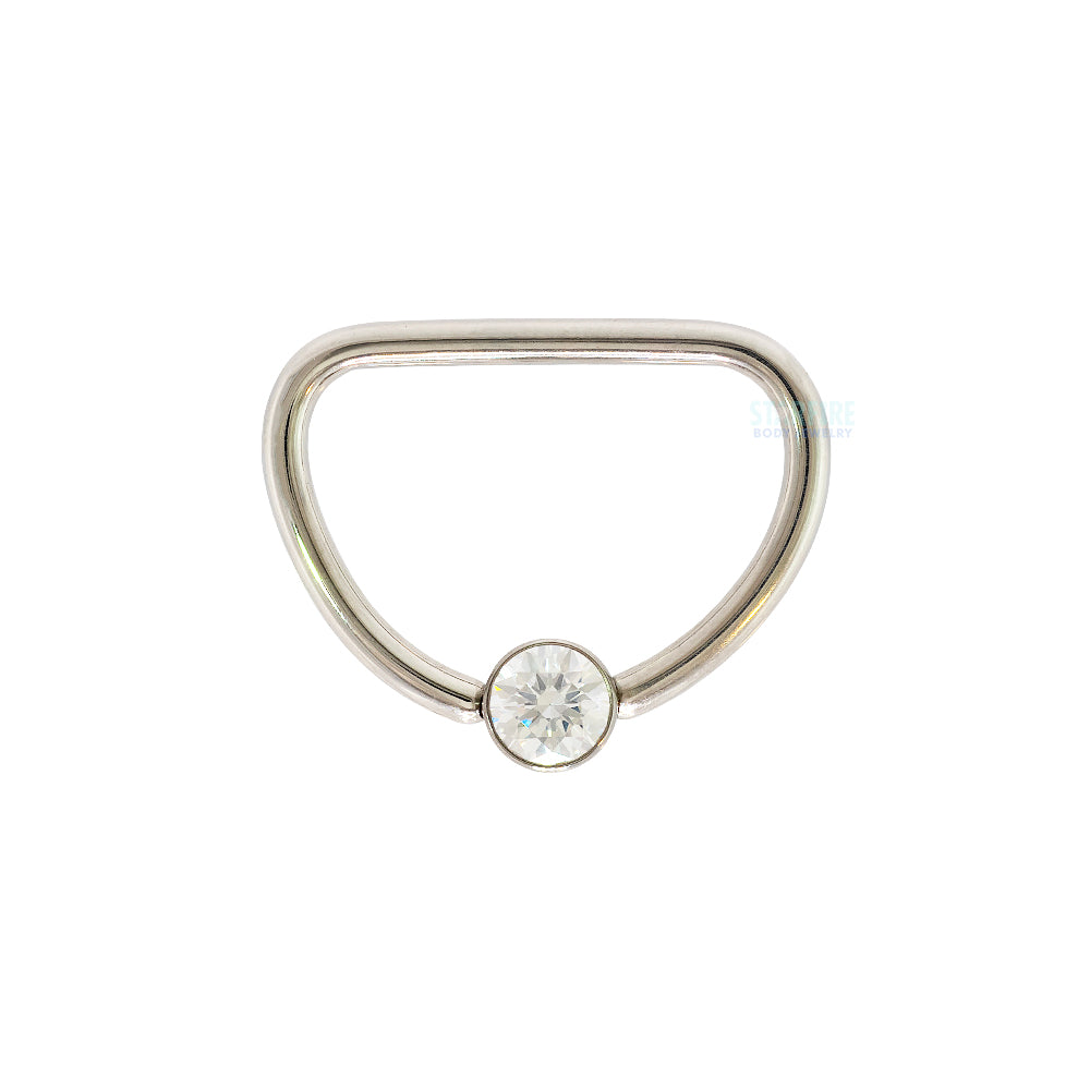 D-Ring with Faceted Gem - Single