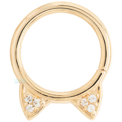 "Meow" Seam Ring in Gold with CZ's