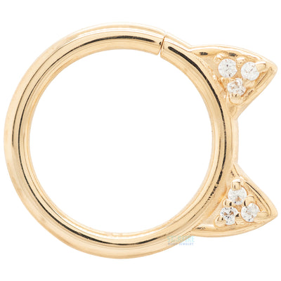 "Meow" Seam Ring in Gold with CZ's