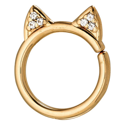 "Meow" Seam Ring in Gold with CZ's