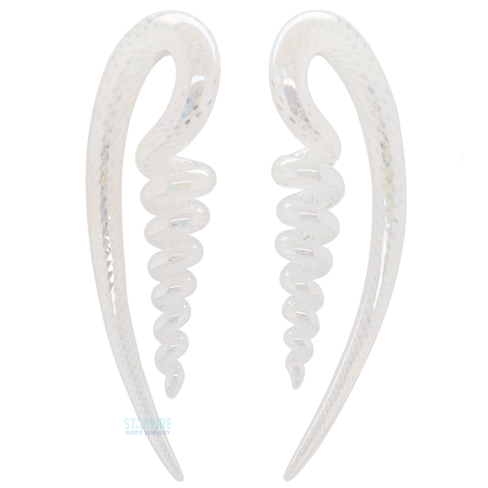 Glass Corkscrew River Talons - Oil Slick White Fishnet