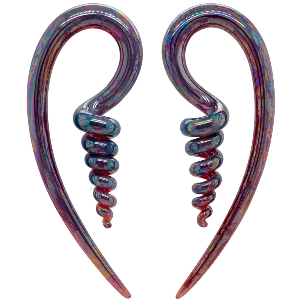 Glass Mini Corkscrew River Talons - Oil Slick Eggplant