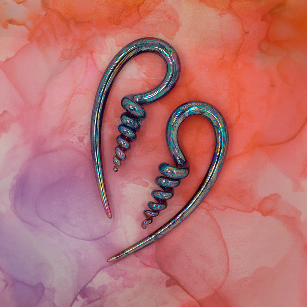 Glass Mini Corkscrew River Talons - Oil Slick Eggplant