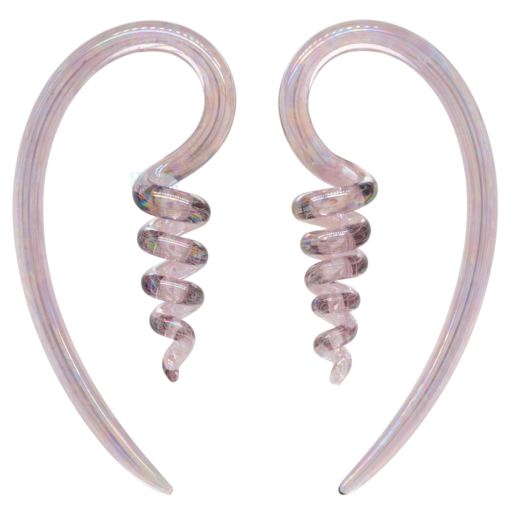 Glass Corkscrew River Talons - Oil Slick Peacock Amber