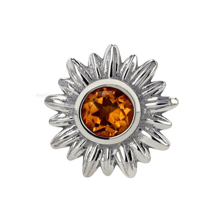 "Artesia" Threaded End in White Gold with BEZEL-SET Brilliant-Cut Gem