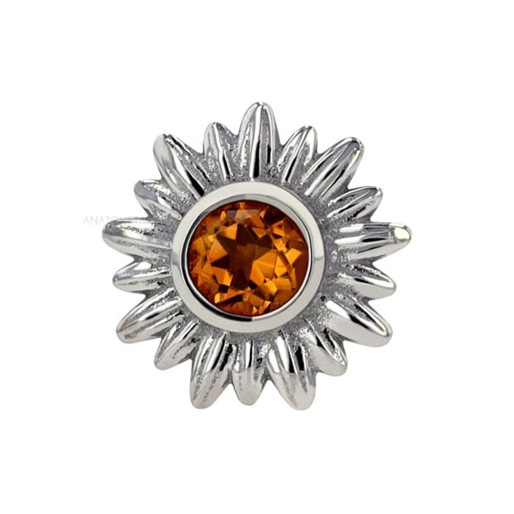 "Artesia" Threaded End in White Gold with BEZEL-SET Brilliant-Cut Gem