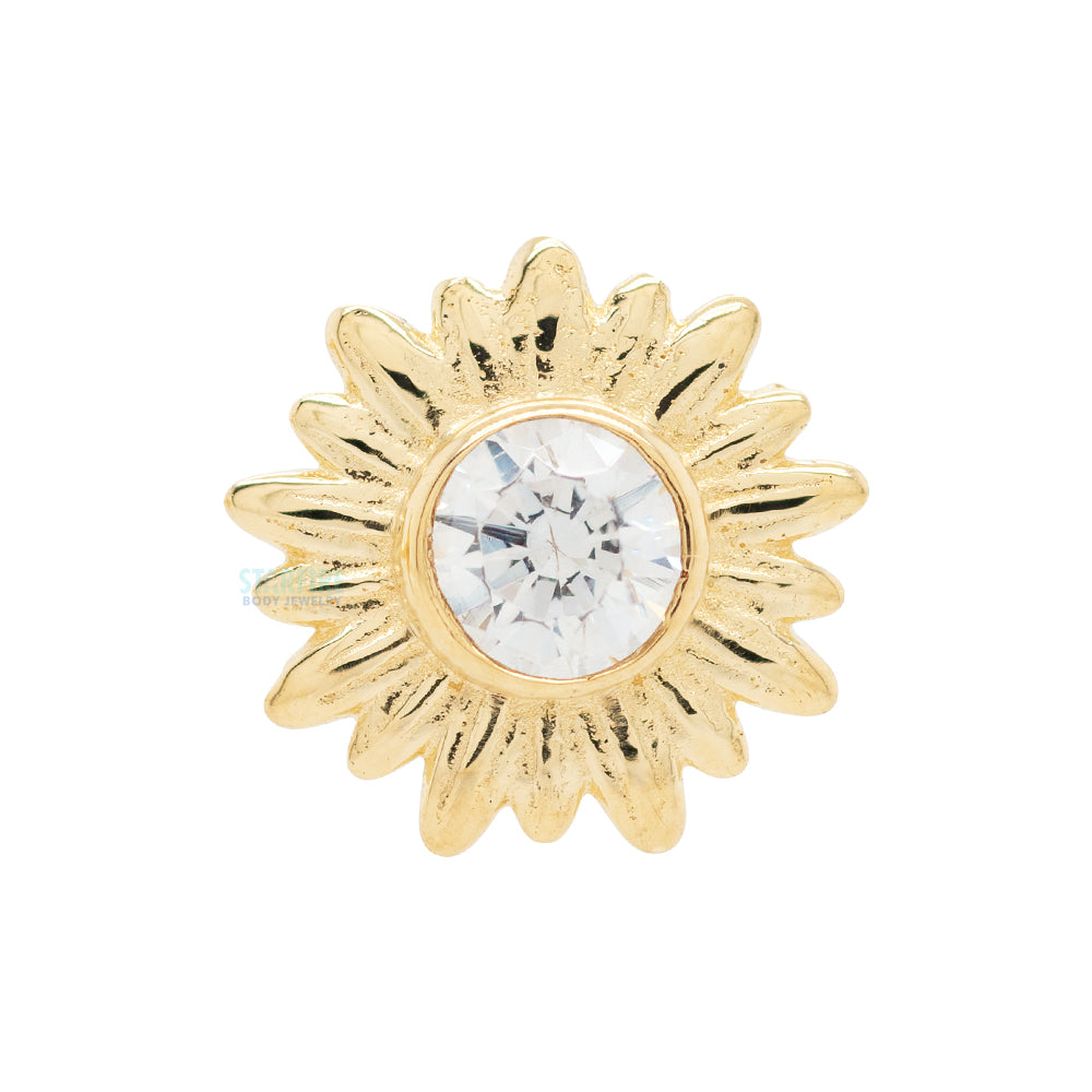 "Artesia" Threaded End in Yellow Gold with BEZEL-SET Brilliant-Cut Gem