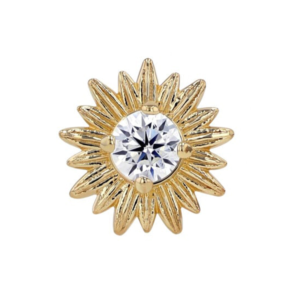"Artesia" Threaded End in Yellow Gold with Prong-Set Brilliant-Cut Gem