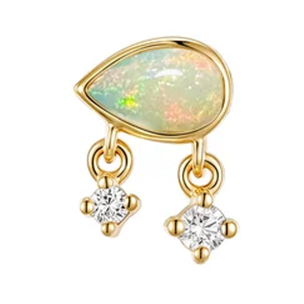threadless: "Amara" End in Gold with Opal & Diamonds