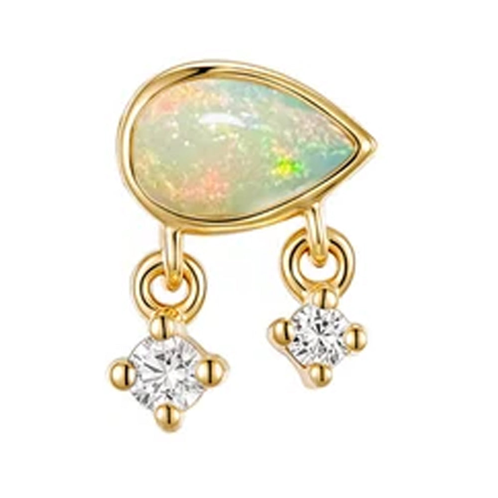 threadless: "Amara" End in Gold with Opal & Diamonds