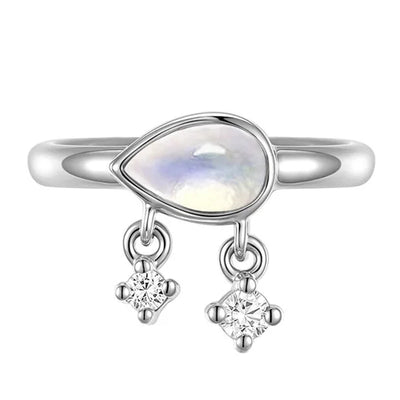 "Amara" Hinge Ring / Clicker in Gold with Moonstone & Diamonds