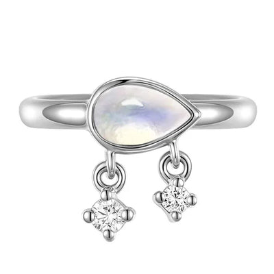"Amara" Hinge Ring / Clicker in Gold with Moonstone & Diamonds