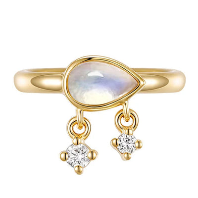 "Amara" Hinge Ring / Clicker in Gold with Moonstone & Diamonds