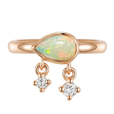 "Amara" Hinge Ring / Clicker in Gold with Opal & Diamonds