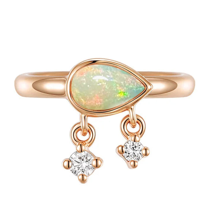 "Amara" Hinge Ring / Clicker in Gold with Opal & Diamonds