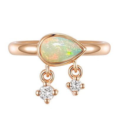 "Amara" Hinge Ring / Clicker in Gold with Opal & Diamonds