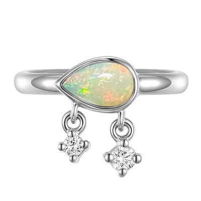 "Amara" Hinge Ring / Clicker in Gold with Opal & Diamonds