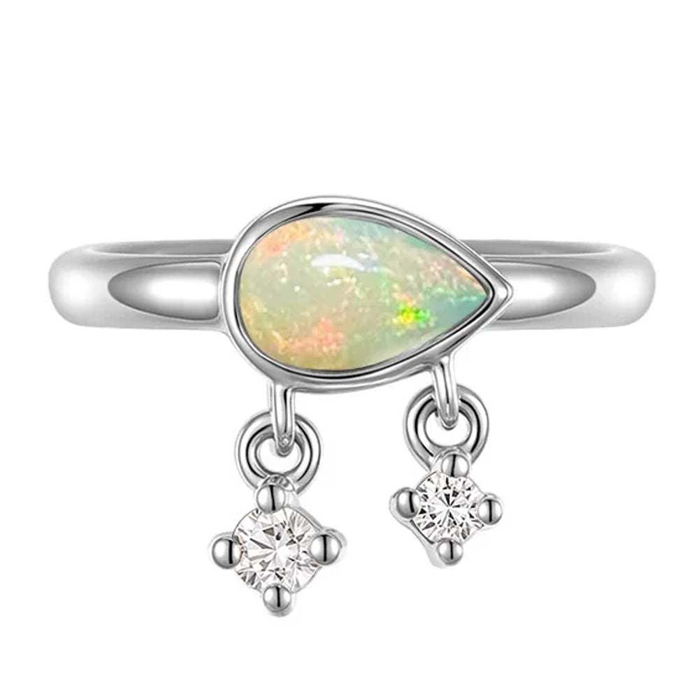 "Amara" Hinge Ring / Clicker in Gold with Opal & Diamonds