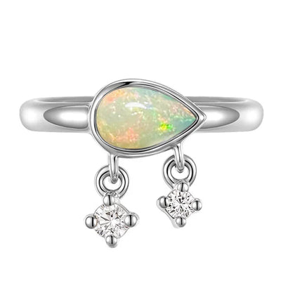 "Amara" Hinge Ring / Clicker in Gold with Opal & Diamonds