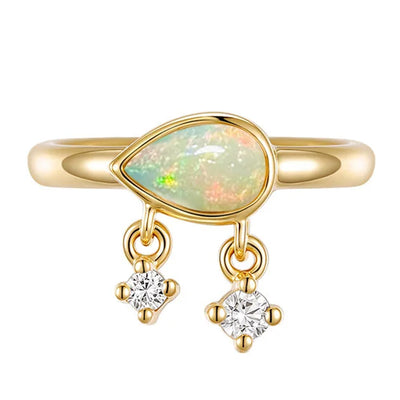 "Amara" Hinge Ring / Clicker in Gold with Opal & Diamonds