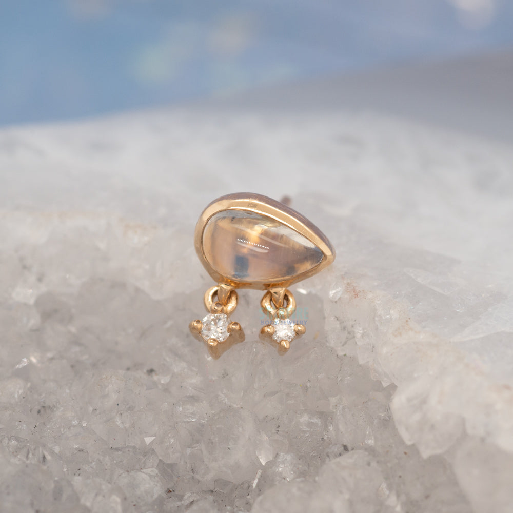 threadless: "Amara" End in Gold with Moonstone & Diamonds