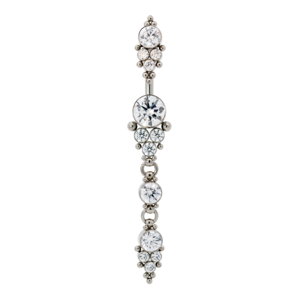 "Raine" 'Cascade' Faceted Gem Navel Curve with Dangle