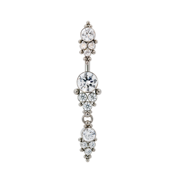 "Raine" 'Cascade' Faceted Gem Navel Curve with Dangle